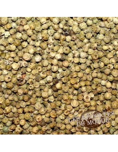 Grains De Poivre Vert Dans Un Bol D'olive Et Une Cuillère Isolés Sur Fond  Blanc Grain De Poivre Vert Sec épice Biologique